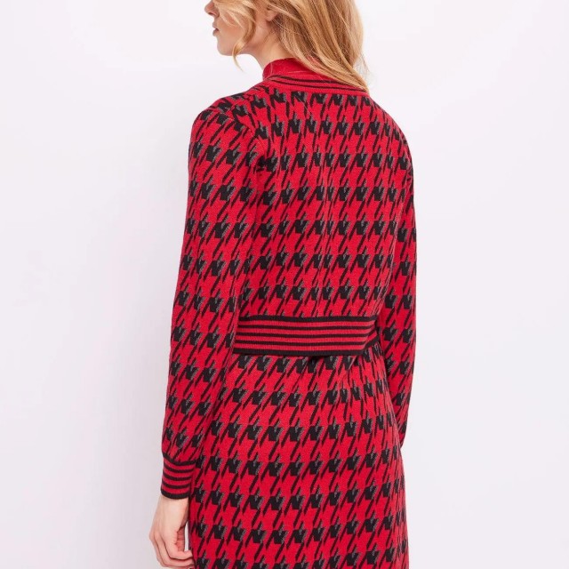 GAUDI / HOUNDSTOOTH CARDIGAN / RED