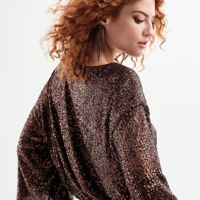 ACCESS / SEQUINS 3/4 SLEEVES / BRONZE