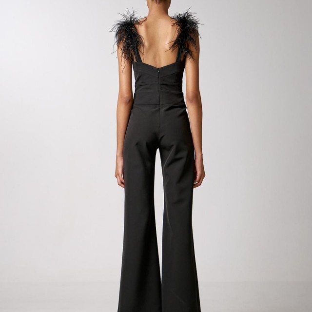 ACCESS / JUMPSUIT FEATHER DETAILS / BLACK