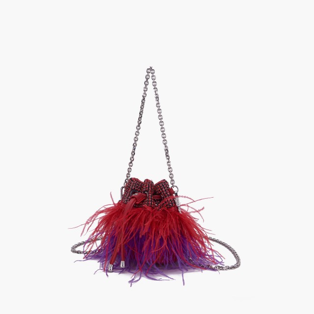 LA CARRIE / FEATHERS NIGHT MINI BAG / RED-VIOLET