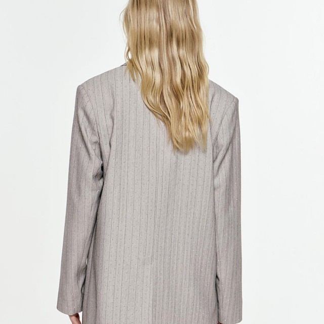 ACCESS / STRIPES BLAZER WITH STRASS / GREY