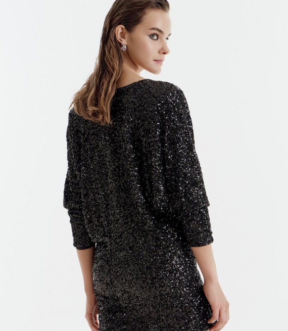 ACCESS / MINI OVERSIZED DRESS / BLACK SEQUINS