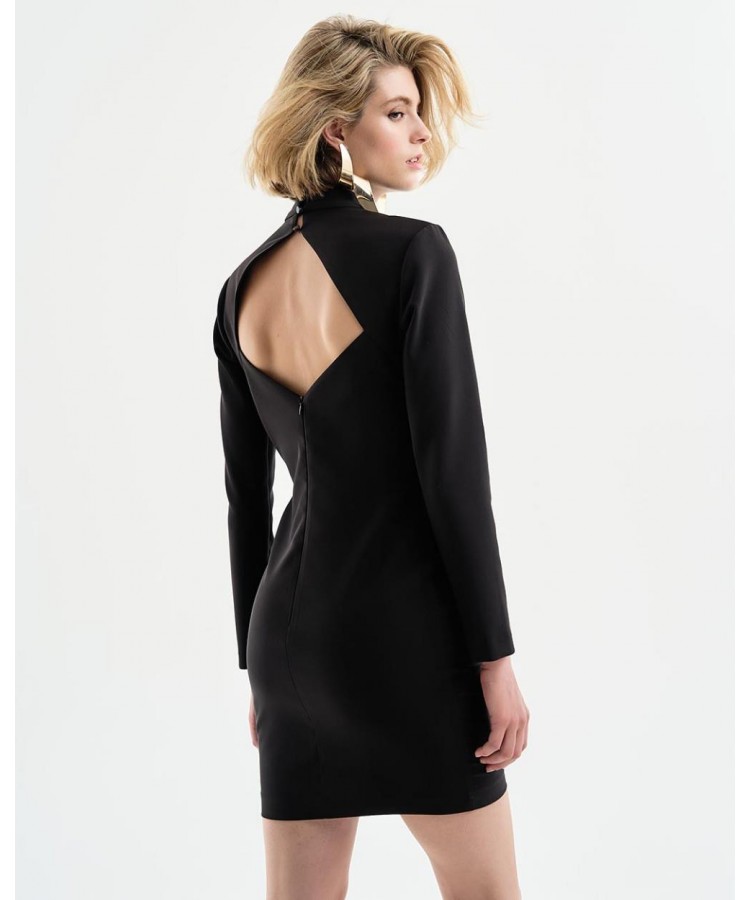 ACCESS / HIGH NECK MINI DRESS / BLACK