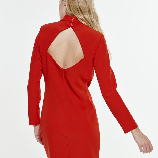 ACCESS / HIGH NECK MINI DRESS / RED