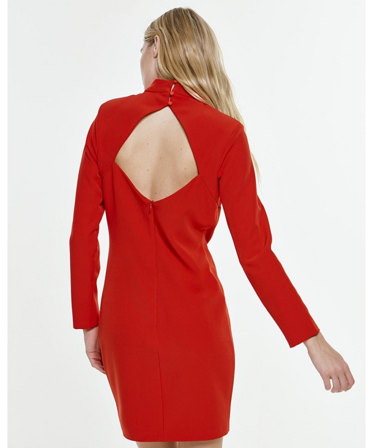 ACCESS / HIGH NECK MINI DRESS / RED