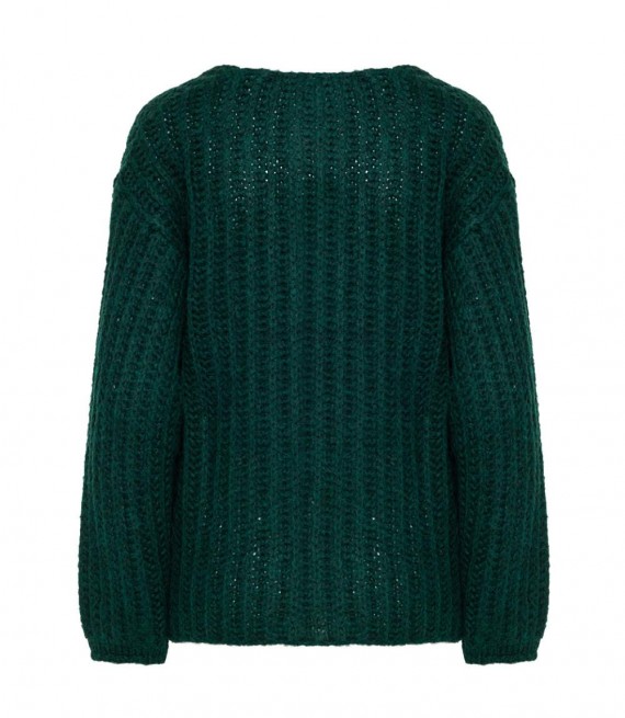 ACCESS / KNITTED V BLOUSE / BASIL GREEN