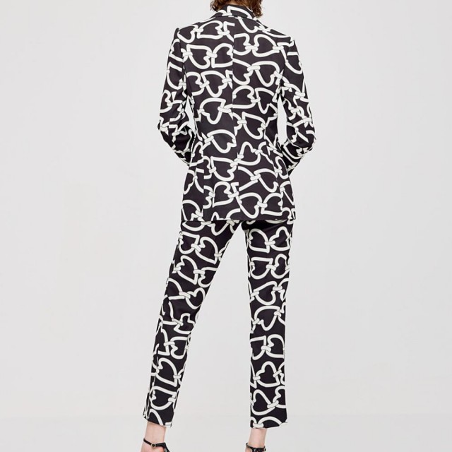 ACCESS / HEART PRINTED TROUSERS / BLACK