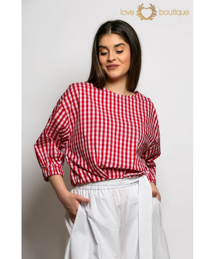 INNOCENT / CHECKED SHORT TOP / RED / 8014