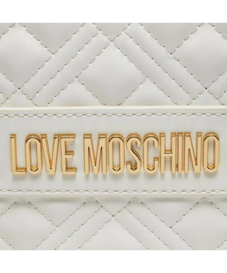 LOVE MOSCHINO/ Τσάντα Ώμου λευκή με αλυσίδα/JC4230PPOILA0