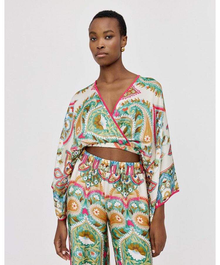 ACCESS / PRINTED WRAP TOP / MINT