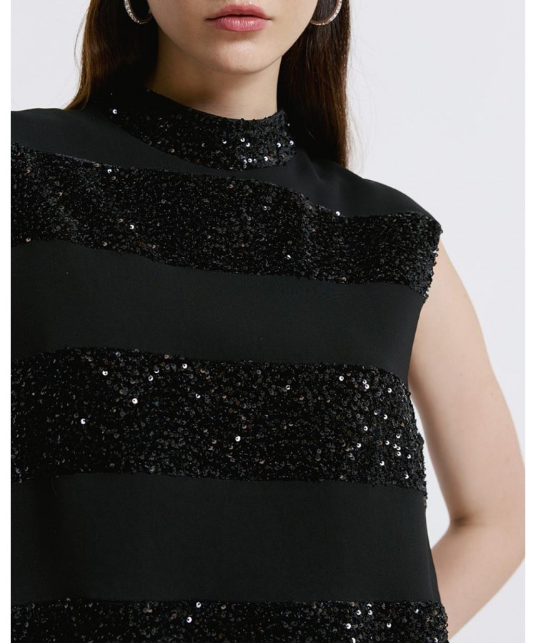 ACCESS / SEQUINS SLEEVLESS TOP / BLACK / 2144-389