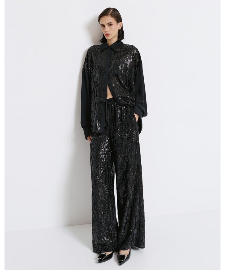 ACCESS / SEQUINS MUSLIN SHIRT / BLACK / 7051-171