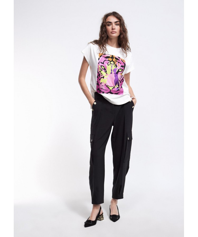 LOLA CASADEMEMUNT/ MULTICOLOURED TIGER T-SHIRT/ LF2415012