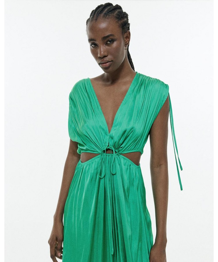 ACCESS / SATIN RELAXED FIT MAXI DRESS / GREEN / 3398-338