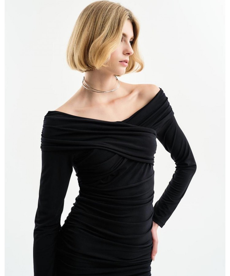 ACCESS / MINI DRAPE DRESS / BLACK