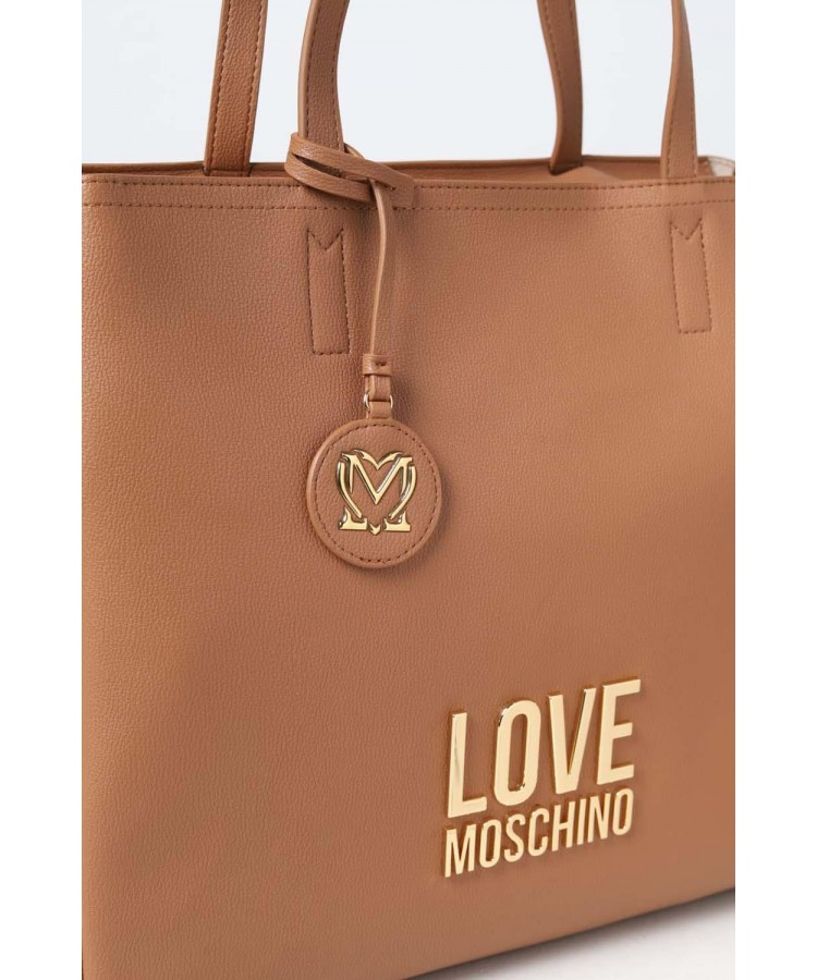 LOVE MOSCHINO/ Shopper Τσάντα Καφέ με αποσπώμενο μπρελόκ /JC4100PP1HLI0
