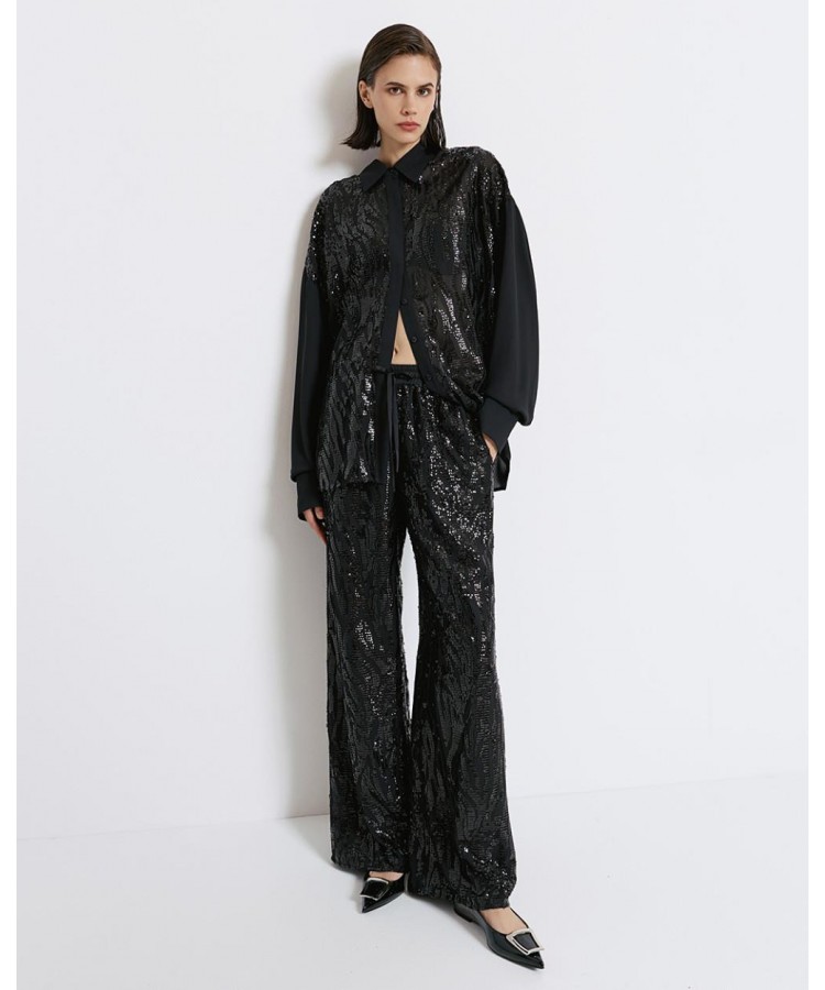 ACCESS / SEQUINS MUSLIN SHIRT / BLACK / 7051-171