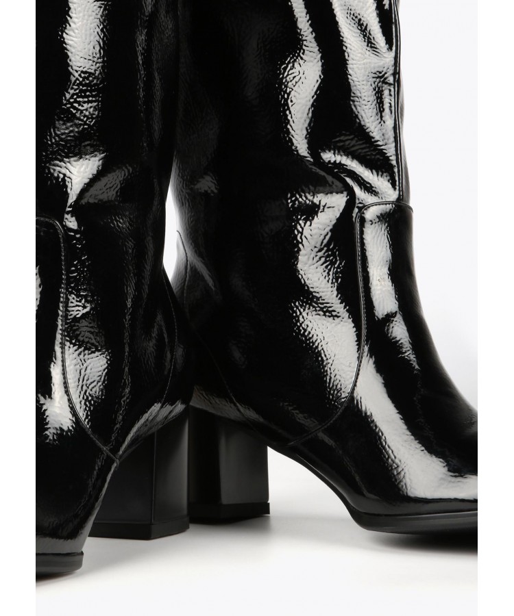 LOLA CASADEMUNT/ FAUX PATENT LEATHER KNEE-HIGH BOOTS/MF2405005