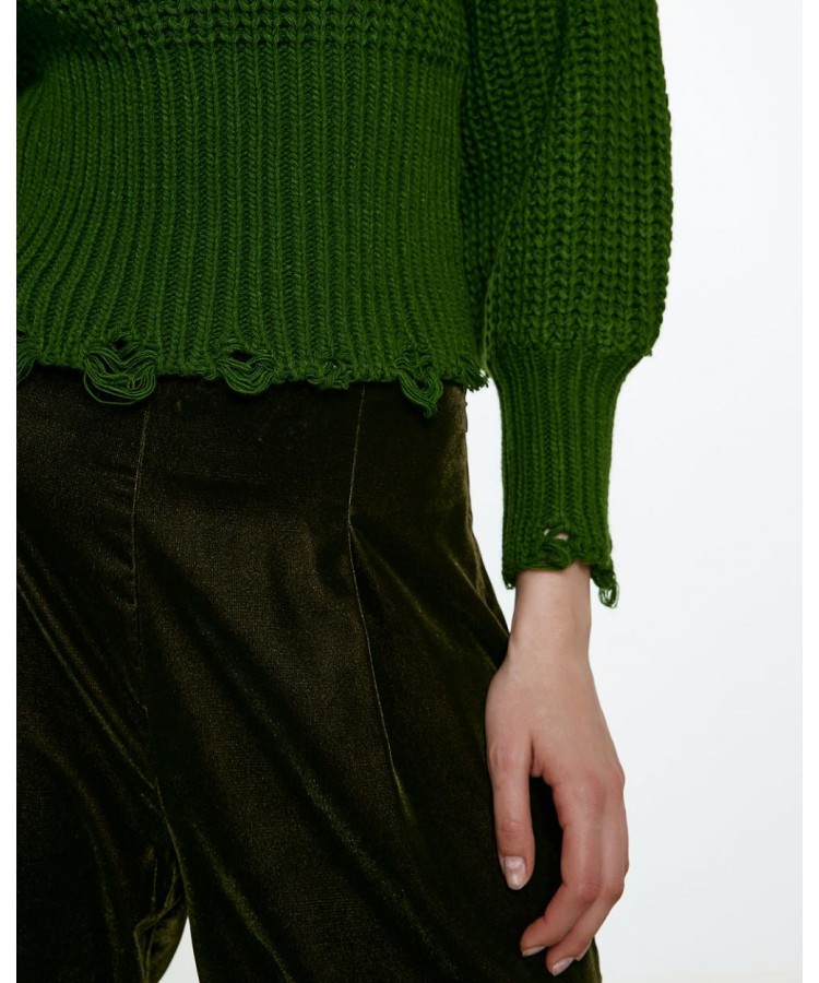 ACCESS / CROP KNITTED BLOUSE / PESTO /  8085-061