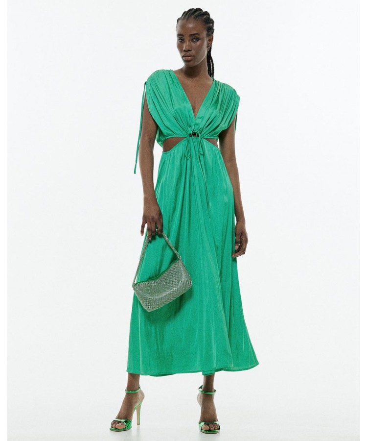 ACCESS / SATIN RELAXED FIT MAXI DRESS / GREEN / 3398-338