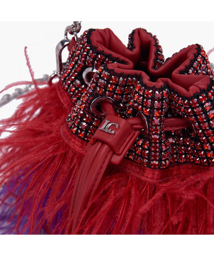 LA CARRIE / FEATHERS NIGHT MINI BAG / RED-VIOLET