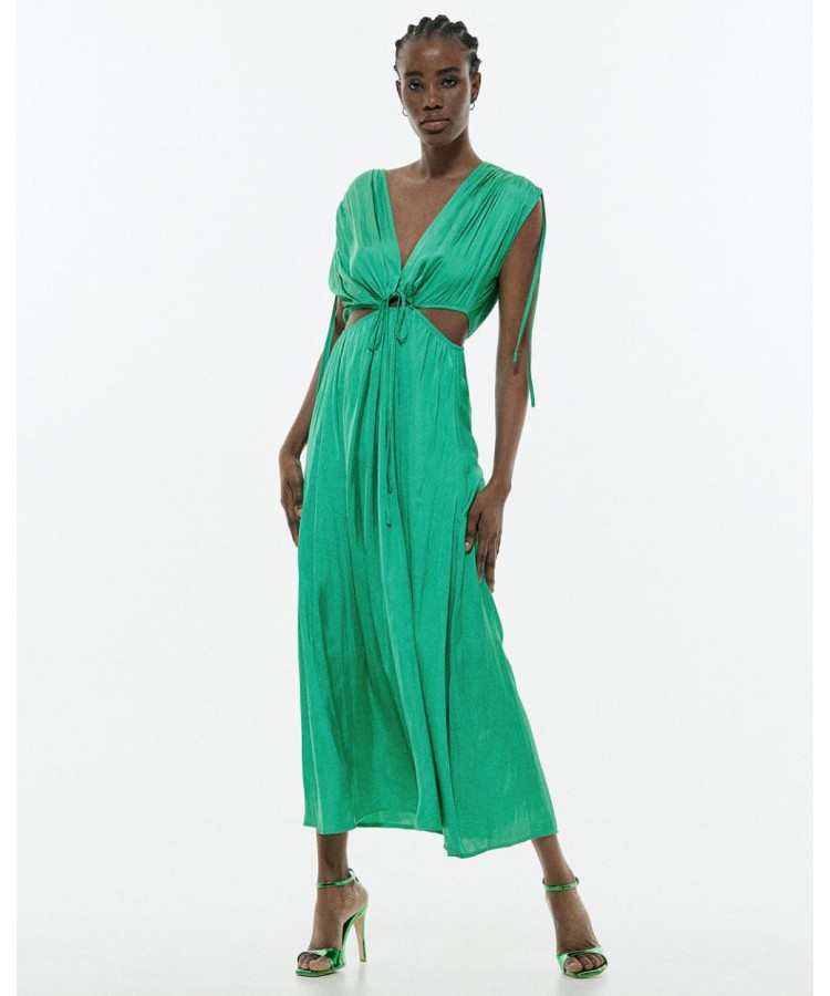 ACCESS / SATIN RELAXED FIT MAXI DRESS / GREEN / 3398-338