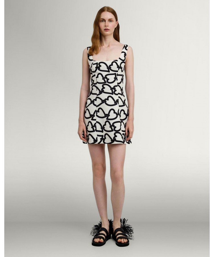 ACCESS / HEART PRINTED SHORT DRESS / OFF-WHITE
