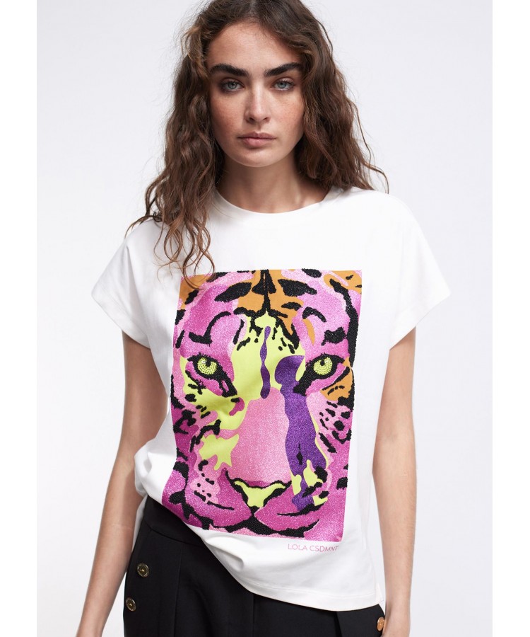 LOLA CASADEMEMUNT/ MULTICOLOURED TIGER T-SHIRT/ LF2415012