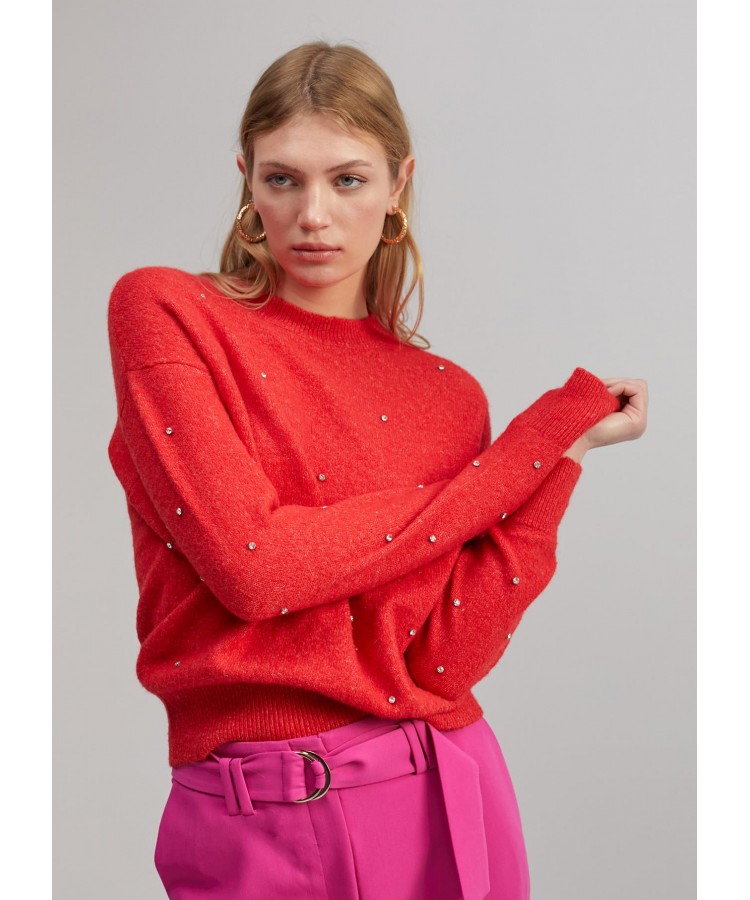 LOLA CASADEMUNT/SWEATER WITH CRYSTAL DETAILS /MF2411012