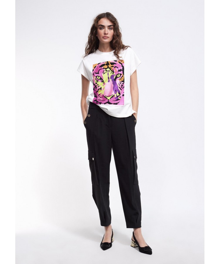 LOLA CASADEMEMUNT/ MULTICOLOURED TIGER T-SHIRT/ LF2415012